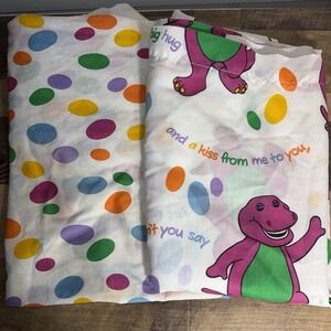 Vintage Barney Dinosaur Bed Sheets Twin Set 1 Flat 1 Fitted 1992 Lyons Group